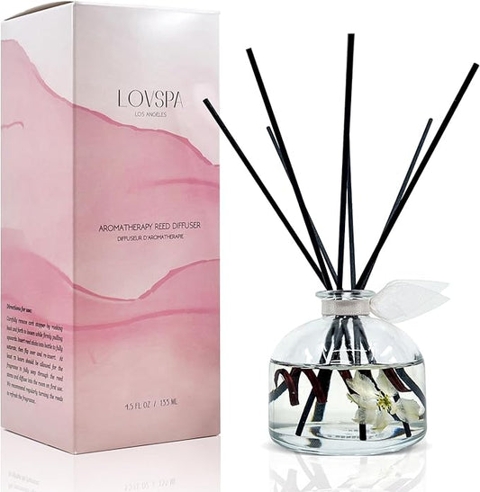 LOVSPA Tahitian Vanilla Reed Diffuser Set - Soothe by LOVSPA - Vanilla, Amber & Tonka Bean Fragrance Oil - Soothing Kitchen, Bedroom or Bath Scent