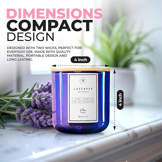 Waxily Lavender Soy Candle | Aromatherapy Candles | Non Toxic, Long Lasting, Large Essential Oil Candle | Luxury Gift, Sleep Support, Calming Spa, Bedroom, Vegan, Clean Burning, Home Decor | 12oz