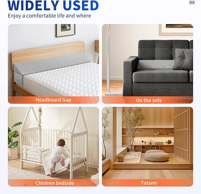 Bed Wedge Pillow for Headboard Gap Filler(40"x6"x10") Twin Size Mattress Gap Filler(0-8") Bed Wedge for Headboard Gap Between Your Headboard and Mattress