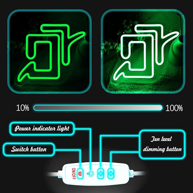 FF14 Astrologian Neon Sign for Wall Decor, Game Room, Bedroom, Man Cave, Birthday Decorations, Fans Collection, USB Power, Green, 11.8"x 10.2"