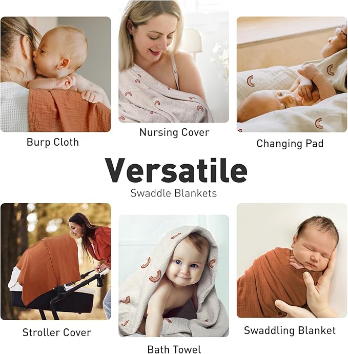 GLLQUEN BABY Muslin Swaddle Blankets for Boys and Girls, 2-Pack Baby Blankets for Girl Boy, Baby Receiving Blanket, Baby Swaddle Blanket Unisex, Newborn Essentials, Registry & Gift