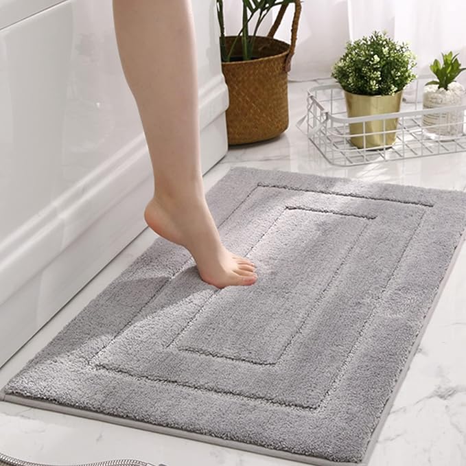 GRANNY SAYS Gray Bathroom Rugs, Bath Mats for Bathroom Non-Slip, Super Soft and Water Absorbent, Microfiber Bath Rugs, Machine Wash Dry, Bath Rugs for Floor, Tub and Shower, 32" x 20"