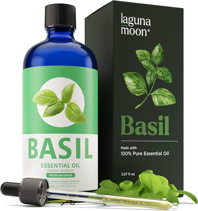 Basil Essential Oil - Pure Essential Oils for Candle Making Scents, Diffusers, Humidifiers, Cars, Yoga, Aromatherapy, Home Care - Fragrance Oils for Botanical Fresheners Making & Candle Scents (150ml)