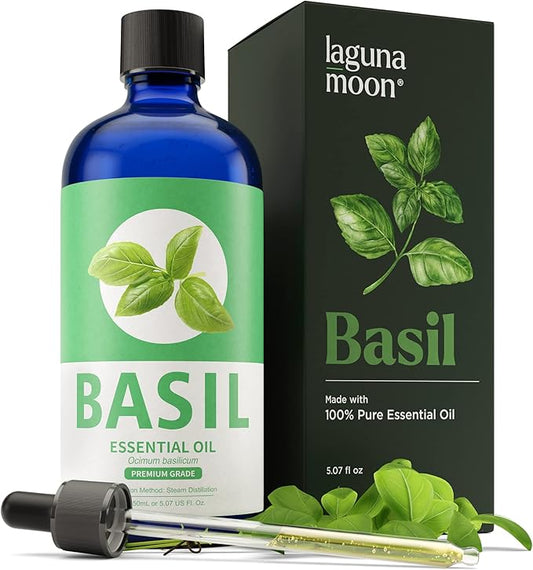 Basil Essential Oil - Pure Essential Oils for Candle Making Scents, Diffusers, Humidifiers, Cars, Yoga, Aromatherapy, Home Care - Fragrance Oils for Botanical Fresheners Making & Candle Scents (150ml)