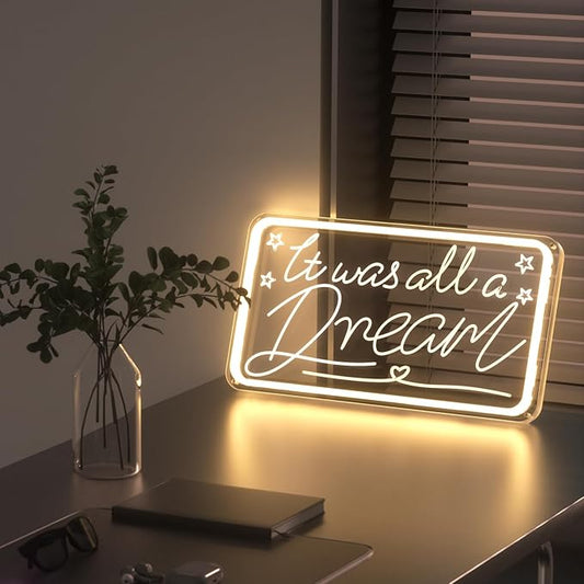 It Was All A Dream Neon Signs For Wall Decor, Neon Light Signs for Bedroom Club Office Hotel Cafe Dream Neon Lights Wedding Birthday Party，Room Decor, Aesthetic Room Decor, Living Room