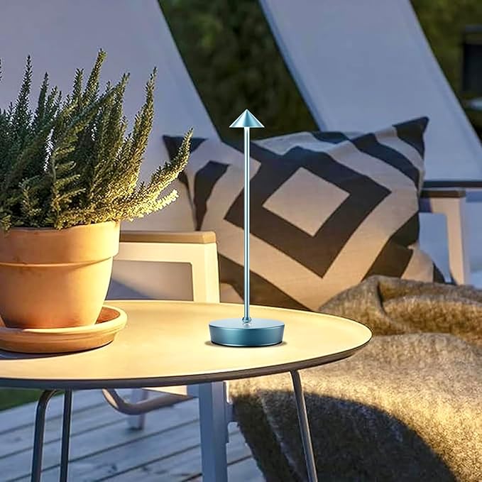 Set of 2 Rechargeable Cordless Table Lamp,6000mAh LED Battery Operated Desk Lamp Touch 3 Color Dimming Portable Outdoor Waterproof Table Light for Patio/Restaurant/Dining/Home (Blue)