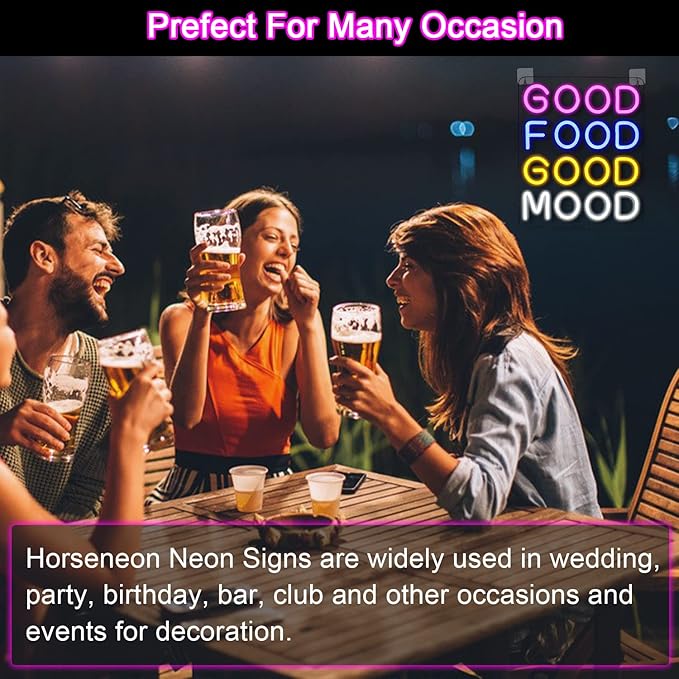 Good Food Good Mood Neon LED Sign, Food Neon Signs for Wall Decor, Good Food Good Mood Neon Light with USB Powered for Snack Shop, Restaurant, Fast Food
