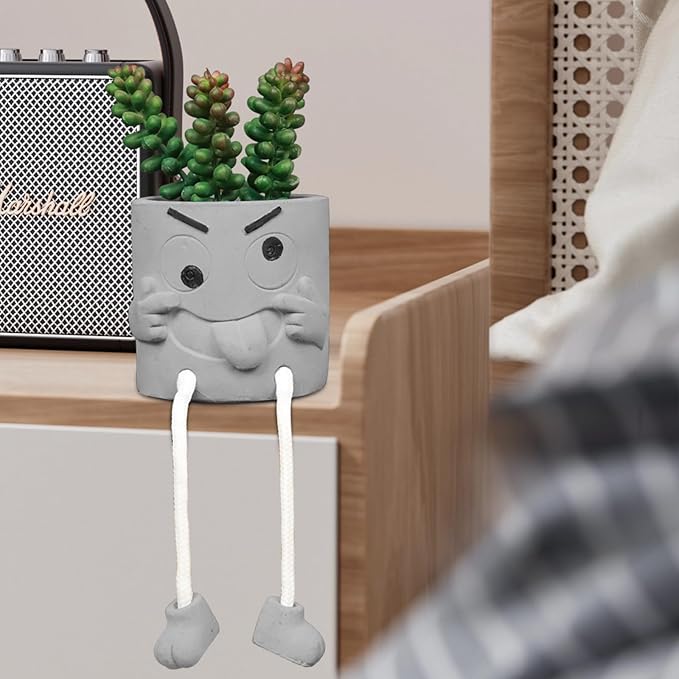 Zerzsy Artificialplant Succulents in Cement Pots with Hanging Leg, Kitchen Shelf Decor, Bathroom Shelf Decoraion, Home Sheves Decoration Accents, Office Wall Decor - Set of 1