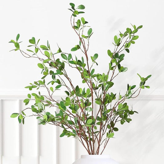 Melorca&Guilla Artificial Plants,3PCS 43.3" Green Faux Branches for Vase,Artificial Plants & Flowers Faux Greenery Stems Fake Plants for Shop Garden Office Home Décor