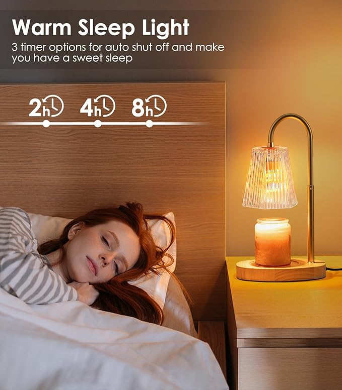 Candle Warmer Lamp Electric - Modern Candle Light Warmer with Adjustable Height, Timer for Bedroom & Living Room Home Decor Wax Melt Scented Wax Home Fragrance Accessories Dorm Lampshade