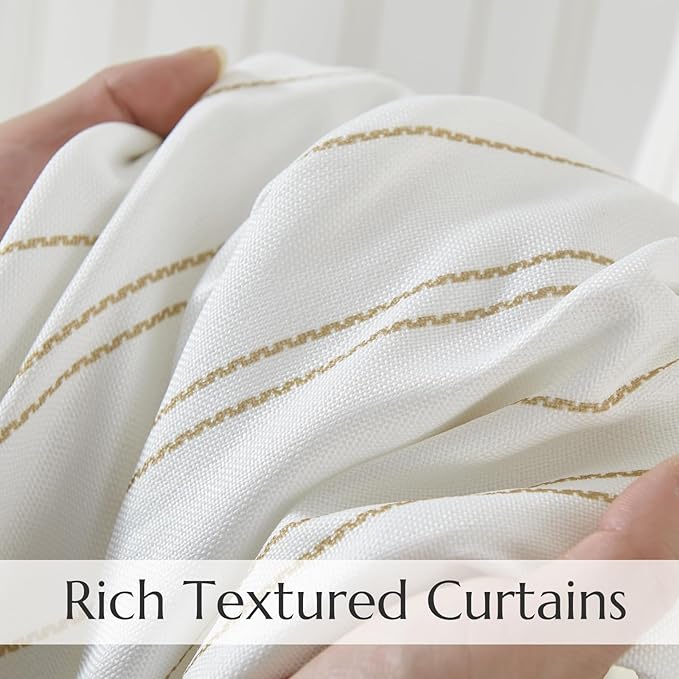 jinchan Yellow and White Striped Curtains 84 Inches Long for Living Room Bedroom Pinstripe Curtains Privacy Light Filtering Rod Pocket Modern Window Drapes Set of 2 Panels
