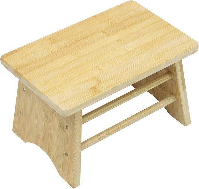 Sorbus Bamboo Step Stool - Small Wooden Stool- Bed Stool for Seniors Bedside Footrest & Potty Training Stool for Kids Toddlers, Adults, Kitchen, Bathroom, Up to 300 Lbs. Non Slip Milking Wood Stool