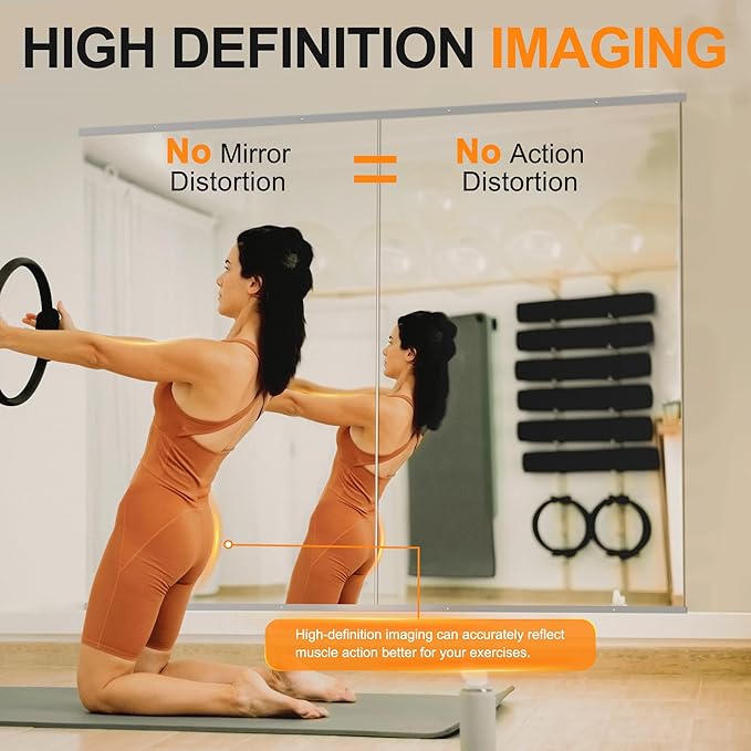 Delma Home Gym Mirror, 54''x30''x2PCS, Large Full Body Mirror for Yoga, Glass Frameless Mirror for Wall Mounted, Wall Mirror for Home Gym, Garage, Bedroom, Bathroom