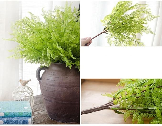 CATTREE Artificial Shrubs Bushes, Plastic Fern Leaves Persian Grass Fake Plants Wedding Indoor Outdoor Home Garden Verandah Kitchen Office Table Centerpieces Arrangements Christmas Decoration 4 pcs