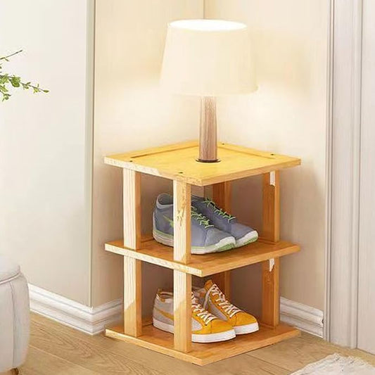 Bamboo Shoe Rack 3Tier- Vertical Shoe Rack for Small Spaces, Tall Narrow Shoe Rack Organizer for Closet Entryway Corner Garage and Bedroom,Skinny Shoe Shelf with Free Stackable DIY
