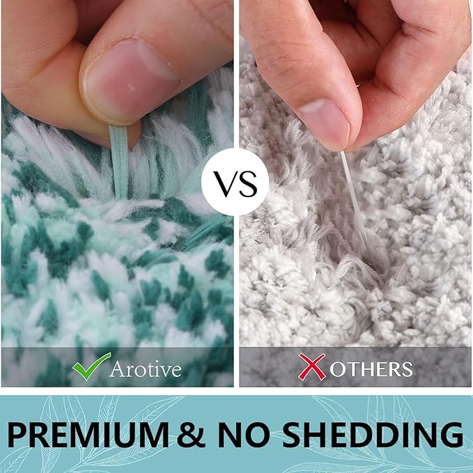 Arotive Microfiber Bathroom Rugs, Shaggy Soft and Absorbent Bath Rug, Non-Slip, Thick Plush Machine Washable Dry Bath Mats for Bathroom, Tub and Shower, 30x20, Dark Green