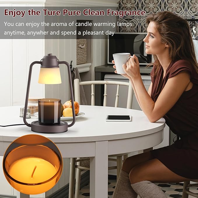 Candle Warmer Lamp with Timer, Dimmer Candle Warmer Scented Candles, Electric Wax Warmer for Jar Candles, Candle Lamp Warmer with 2 Bulbs,Home Decor, Birthday Gifts for Women Men