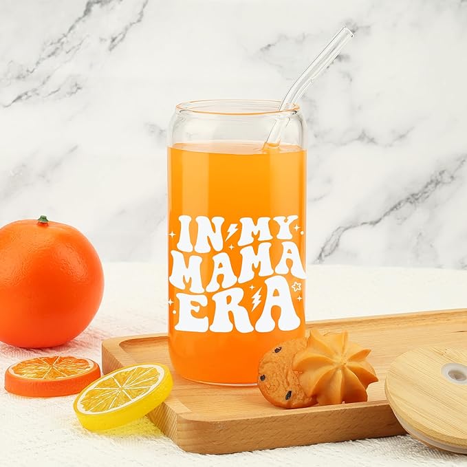 Mother's Day Gifts for New Mom - Unique Birthday Gifts for Pregnant Mom, Pregnancy Announcement Coffee Tumbler, New Mother Coffee Cup, Baby Announcement Gifts - 16oz Coffee Glass Cup Set w/Straw Lid