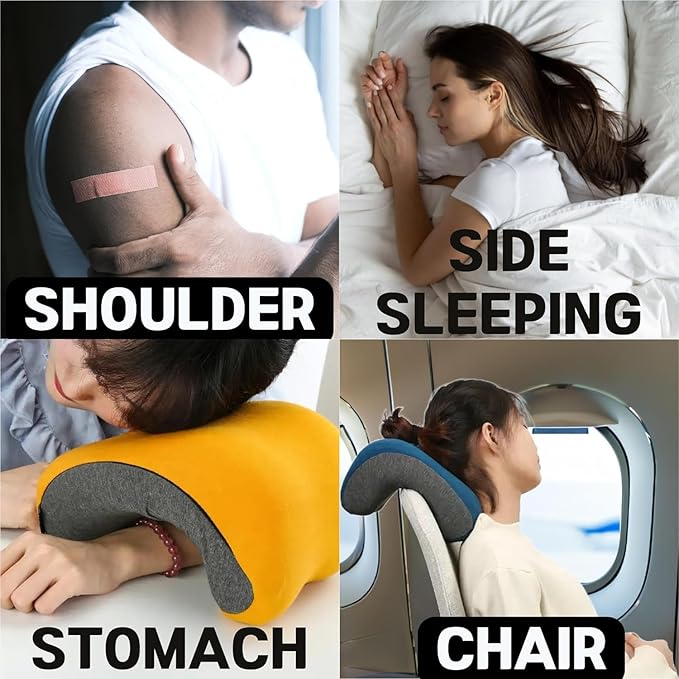 Side Sleeper Pillow for Adults with Additional Gray Pillow Cover - 100% Memory Foam Cuddle Pillow - Thick to Support Shoulder & Arm Pain - Compact for Office, Travel, Reading, iPad/Cellphone Use