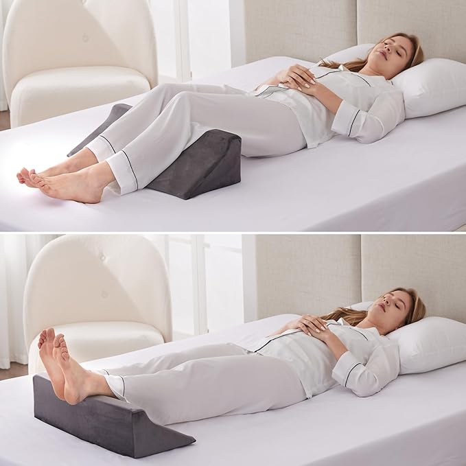 Wedge Pillow for Side Sleeping, Memory Foam Back Pillow for Side Sleeper, Bed Wedges & Body Positioners for After Surgery, Pregnancy Support, Back Pain, Preventing Bedsores, Short Plush