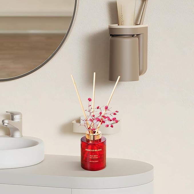 ROUCAS BLANC Reed Diffuser Set with Preserved Flowers, Rose Honey Scented Diffuser with Sticks, Room Decor & Bathroom Decor, Aromatherapy Home Fragrance Diffuser Non-Toxic Gift Set(Rose Rétro)