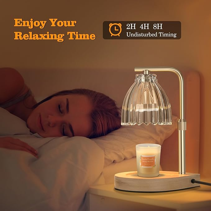 Candle Warmer Lamp with Adjustable Height, Timer & Dimmer, Birthday Gifts for Women, Elegant Gift Box & Greeting Card, Candle Lamp with 2 Bulbs for Home Decor/Bedroom/Office
