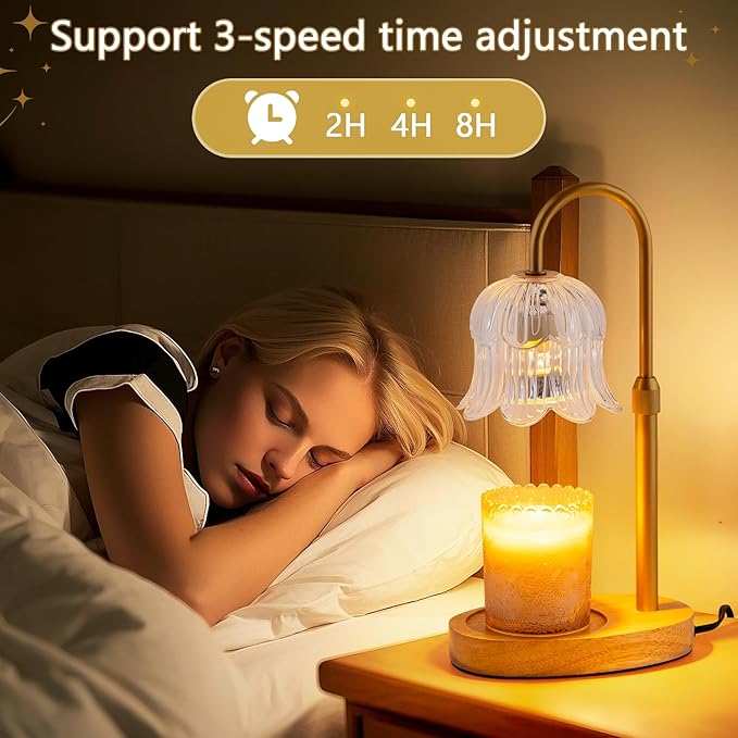Candle Warmer Lamp Electric Timer - Candles Height Control Dimmable Warmers Scented Lamps No Flame Heat Warm Melt Wax Jar Modern Home Decor Table Lights for Home Living Bedroom