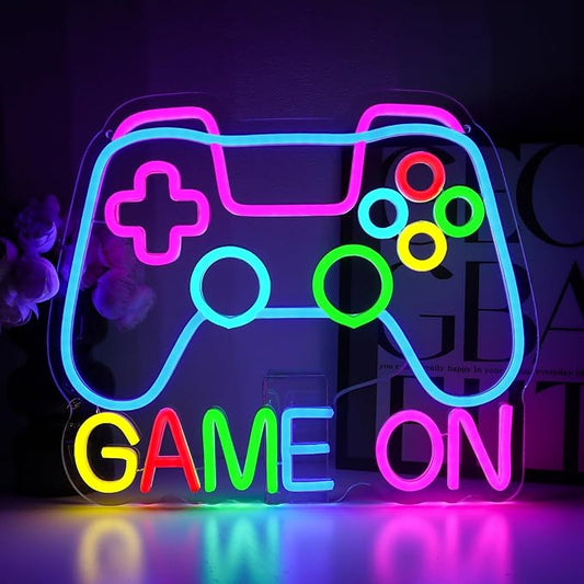 Game On Neon Sign for Wall Decor, Gaming Led Signs for Room, USB Dimmable Neon Lights for Bedroom Video Games Party Gaming Zone Pub Birthday Boys Teen Room Man Cave Home Decoration