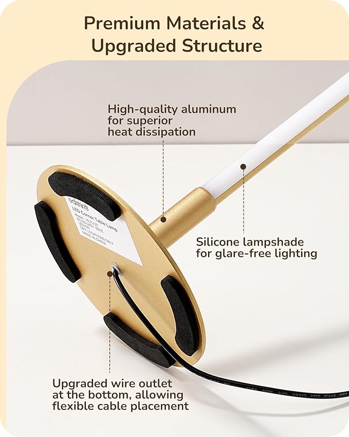EDISHINE Upgraded LED Table Lamp, Stepless Dimmable Bedside Lamp with 3 Color Temperature, Modern Nightstand Lamp, Desk Lamps for Bedroom, Living Room, Corner, Gift, Metal Finish, Gold, 6W