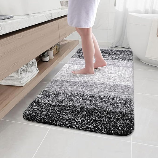 Arotive Microfiber Bathroom Rugs, Shaggy Soft and Absorbent Bath Rug, Non-Slip, Thick Plush Machine Washable Dry Bath Mats for Bathroom, Tub and Shower, 40x32, Black
