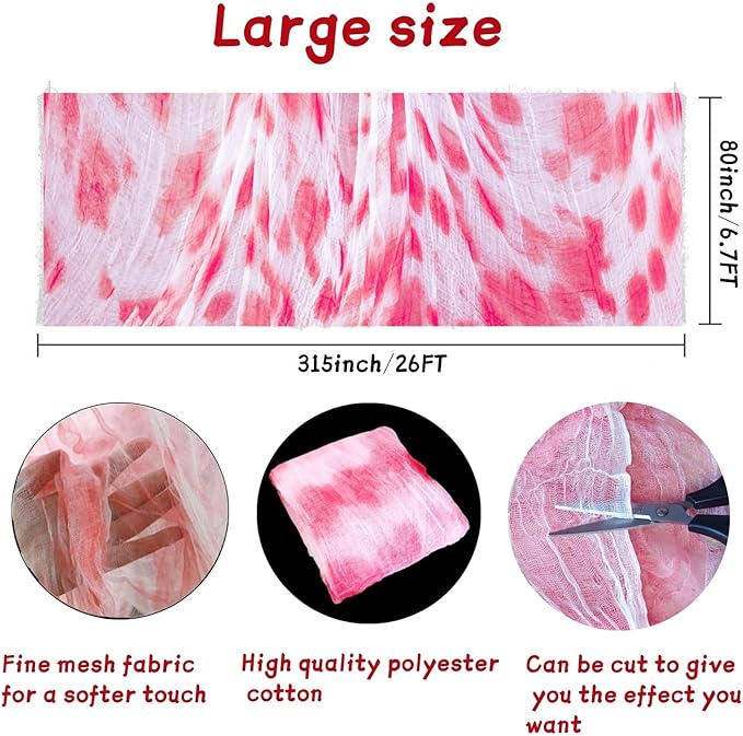 Halloween Blood Creepy Cloth（315 x 79 in） Scary Gauze Cloth Spooky Halloween Decorations Decor Outdoor Yard Home Wall Haunted House Doorways Patio Garden
