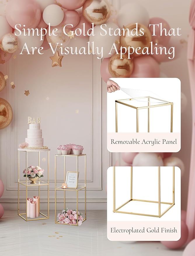 Gold Plant Stand Centerpieces for Table: 31.5 inch with 2-Layer, Tall Centerpieces for Wedding Table, Gold Center Pieces Decoration for Wedding Reception, 10 Packs