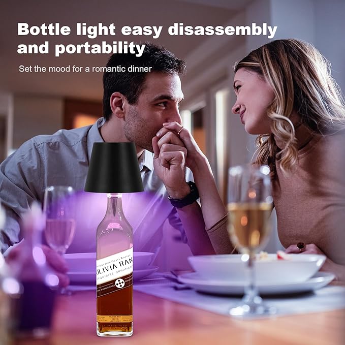2025 New Wireless Bottle Lamp,RGB LED Bottle Light with Remote(RGB Black, 1pc)