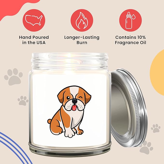 1OAK Lavender Scented Candles - Dog Mom Gifts for Women (Bulldog)