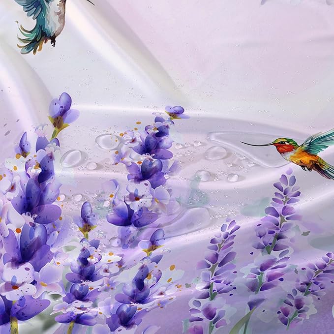 AILONEN Waterproof Floral Shower Curtain for Bathroom,Purple Wisteria Lavender Flowers Shower Curtain,Botanical Floral Decor Bathroom Polyester with Grommets and Hooks 72" W*78" H