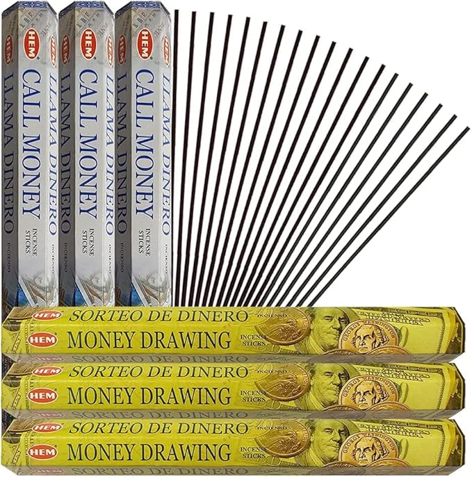 Call Money & Money Drawing Incense Sticks & Holder Bundle Variety Pack from Hem Trumiri Insense Insence
