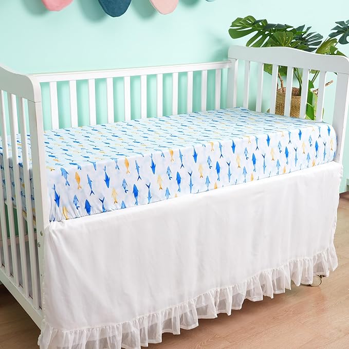 david's kids 3 Pack Fitted Crib Sheets, Ultra Soft Breathable Comfortable Baby Sheet Set for Boys Girls Neutral, 28x52 Inch Fits Standard Crib and Toddler Mattresses, Whale