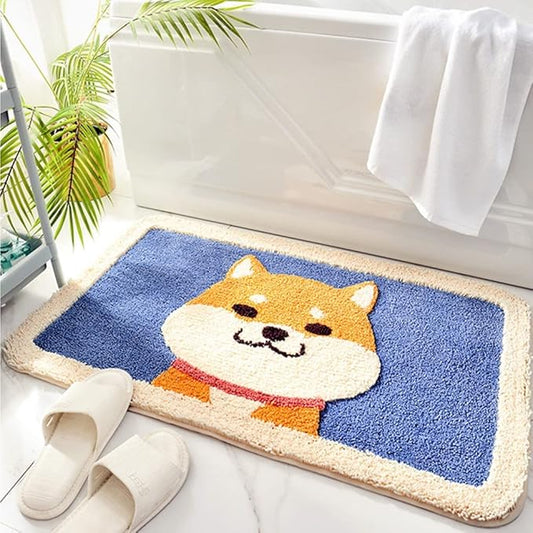 Felowaigam Bath Mat, Cute Shaggy Bathroom Rug,Soft, Absorbent, Non Slip & Durable Plush Rug, Machine Wash, Ideal for Tub, Toilet or Sink, 19.68"x 31.49", Akita