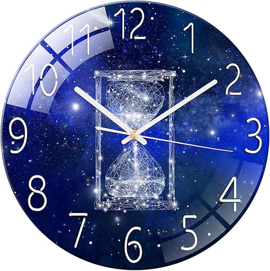 Ergocar Glass Wall Clock Silent Scanning Mechanical Round Glass Wall Clock, Suitable for Living Room, Kitchen, Office.