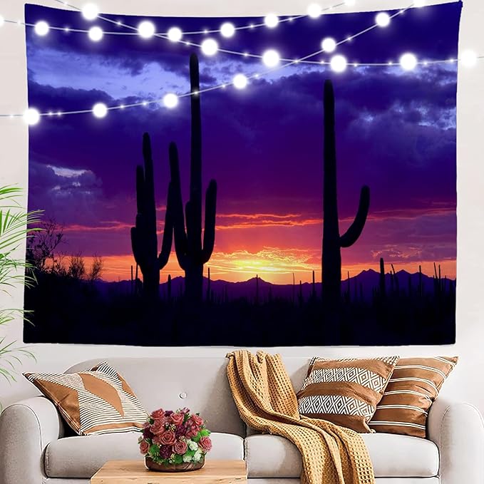 BaoNews Purple Nature Sunset Tapestry, Red Western Southwestern Large Wall Hanging Polyester Tablecloths Tapestry Bedroom Room Living Room Dorm 30 X 40 Inches