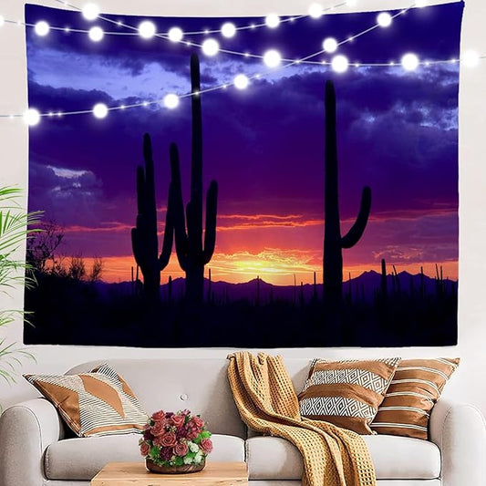 BaoNews Purple Nature Sunset Tapestry, Red Western Southwestern Large Wall Hanging Polyester Tablecloths Tapestry Bedroom Room Living Room Dorm 30 X 40 Inches