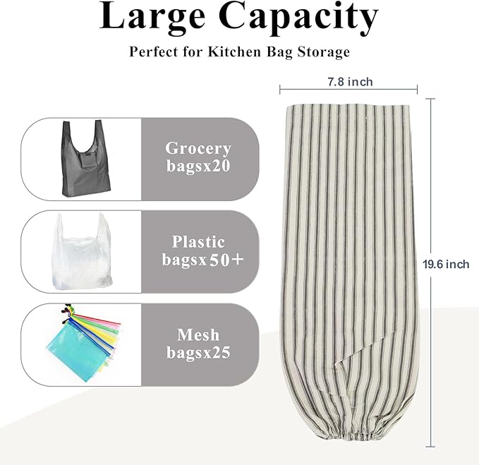 TOGETRUE Plastic Bag Holder, Wall Mount Grocery Bag Organizer for Home Kitchen Pantry Decor (Black)