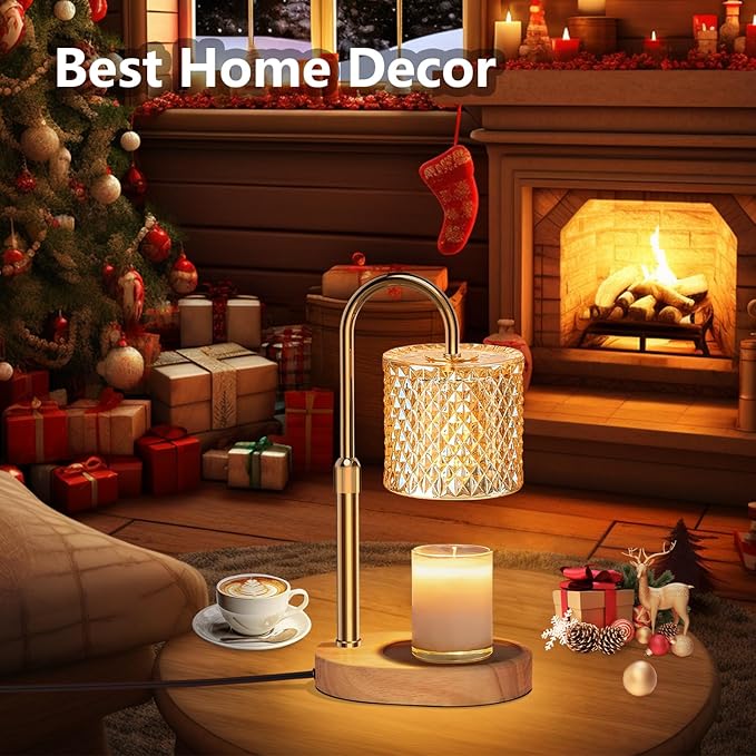 Electric Candle Lamp Warmer with Timer Dimmer Adjustable Height,Gifts for Women and Men,Vintage Home Decor with 2 Bulbs