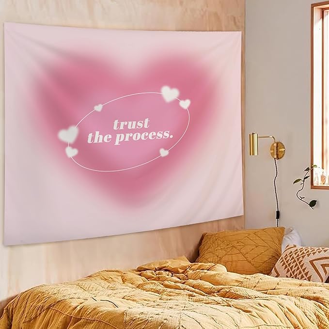 LUVADIAN Y2K Pink Aura Tapestry - Aesthetic Wall Hanging for Teen Girls Room Dorm, Cute Room Decor, 50x60 Inches