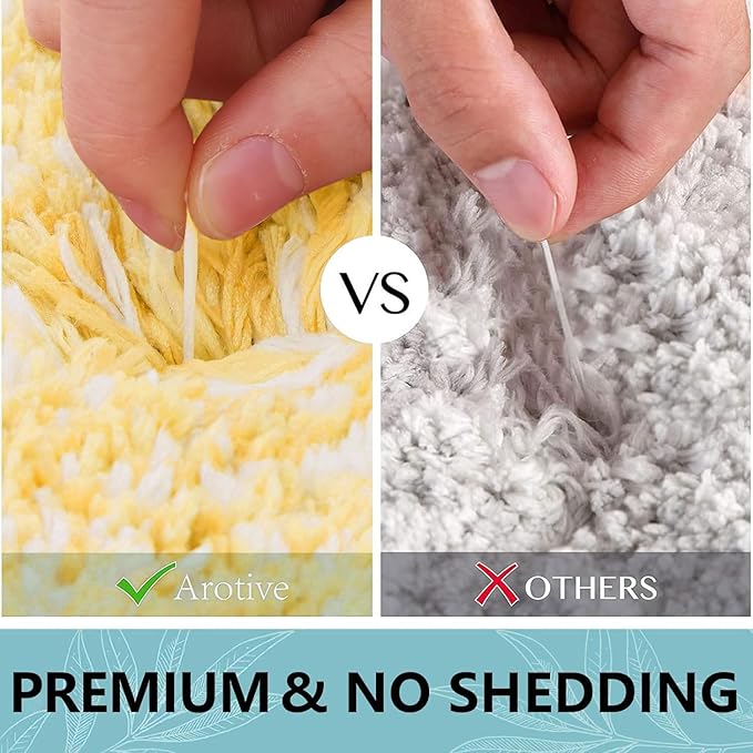 Arotive Microfiber Bathroom Rugs, Shaggy Soft and Absorbent Bath Rug, Non-Slip, Thick Plush Machine Washable Dry Bath Mats for Bathroom, Tub and Shower, 59x24, Light Yellow