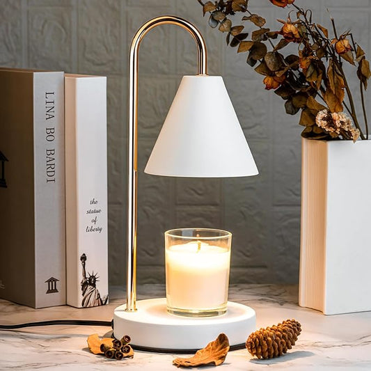 Candle Warmer Lamp with Timer, Electric Lamp Candle Warmer White, Birthday Gifts for Women, Bedroom Western Home Decor, Dimmable Wax Melt Warmer for Scented Wax with 2 Bulbs