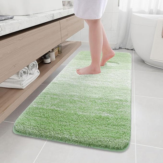 Arotive Microfiber Bathroom Rugs, Shaggy Soft and Absorbent Bath Rug, Non-Slip, Thick Plush Machine Washable Dry Bath Mats for Bathroom, Tub and Shower, 59x24, Sage Green