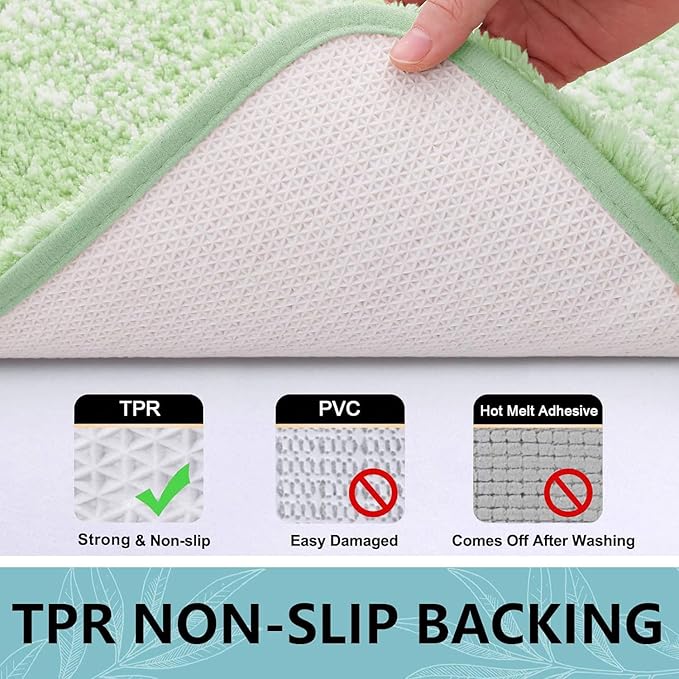 Arotive Microfiber Bathroom Rugs, Shaggy Soft and Absorbent Bath Rug, Non-Slip, Thick Plush Machine Washable Dry Bath Mats for Bathroom, Tub and Shower, 70x24, Sage Green