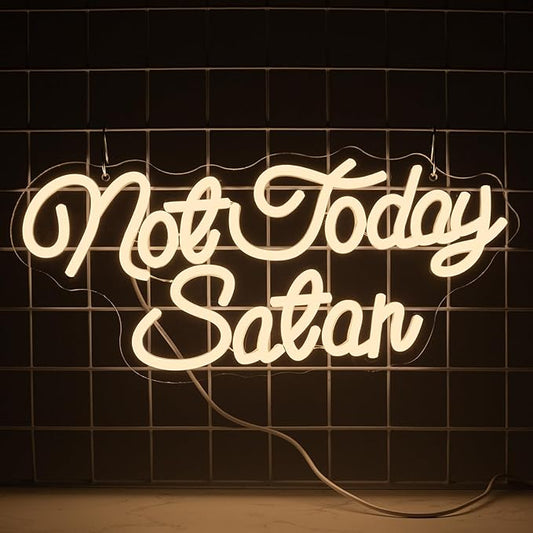Not Today Satan Neon Sign, Funny Neon Signs for Wall Decor, Light Up Signs for Home Bar Man Cave Birthday Party Kids Room Gifts
