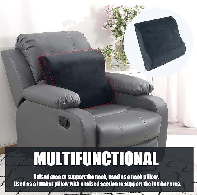 HOMBYS Extra Large Recliner Leg Pillow, Memory Foam Foot Rest Cushion Wave Shape Recliner Footrest Extender, Multi Purpose Back & Lumbar Support Pillow for Recliner, Bed, Sofa Couch,Grey